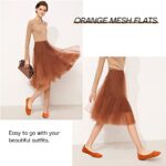 Women’s Flats Shoes Dress Shoes Round Toe Ballet Flats Comfortable Crochet Lace Black Flats Low Heel(Orange.us9)