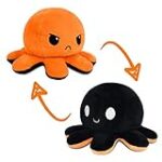 TeeTurtle – The Original Reversible Octopus Plushie – Black + Orange – Cute Sensory Fidget Stuffed Animals That Show Your Mood – Perfect for Halloween!