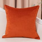 Yangest Burnt Orange Velvet Geometric Square Throw Pillow Cover Wavy Line Cushion Case Modern Zippered Pillowcase for Sofa Couch Bedroom Living Room Chair, 18 x 18 Inch