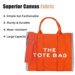 CASTNICH The Tote Bag for Women, Canvas, Orange with Zipper, Sturdy Wear-Resistant Handbag, Tote Purse Crossbody Shoulder Bag, for Work, School, Travel
