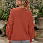 PRETTYGARDEN Women’s 2023 Winter Pullover Sweater Casual Long Sleeve Crewneck Loose Chunky Knit Jumper Tops Blouse (Orange,Small)