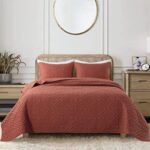 R.SHARE Burnt Orange Queen Size Quilt Bedding Sets with Pillow Shams, Boho Full Lightweight Soft Bedspread Coverlet, Quilted Blanket Thin Comforter Bed Cover for All Season, 3 Pieces, 90×90 inches
