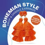 Rave Envy Orange Tassel Earrings for Women – Colorful Layered Tassle Bohemian Earrings