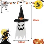 Halloween Decorations Outdoor,5 PCS Hanging Halloween Lighted Glowing Ghost Witch Hat Outdoor Ornaments,Halloween Decor for Halloween Party Indoor Outdoor Home Tree Garden Yard,Halloween Party Favors