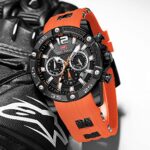 AIMES Mens Watches, Sport Watches for Men Chronograph Analog Quartz Waterproof Orange Watches for Men with Silicon Strap Luminous Fashion Wristwatch