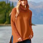 ANRABESS Women’s Turtleneck Oversized Sweaters 2023 Fall Fashion Long Batwing Sleeve Tunic Pullover Sweater Knit Trendy Outfits Tops Comfy Warm Winter Clothes 452zhuanhong-S Orange