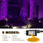 weillsnow 200 LED Purple Christmas Lights, 66Ft Plug in Waterproof LED Christmas Lights with 8 Modes for Outdoor Indoor Halloween Christmas Garden Party Decorations(Purple)