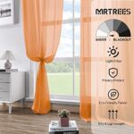 MRTREES Orange Sheer Curtains 34 x 36 inch Length Kitchen Tier Short Curtains Light Filtering Rod Pocket Voile Cafe Curtains for Kitchen Bathroom Small Half Window 2 Panels