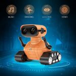 ALLCELE Robot Toys, Rechargeable RC Robots for Kids Boys, Remote Control Toy with Music and LED Eyes, Gift for Children Age 3 Years and Up – Orange