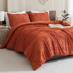 Andency Comforter King Size Set Burnt Orange, Terracotta Boho Fall Lightweight Bedding Comforters & Sets for King Bed, 3 Pieces Rust Tufted Bedding Set & Collections Soft Breathable All Season