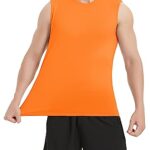 MAGCOMSEN Mens Tank Top Cotton Muscle Lightweight Shirt Beach Workout Athletic Summer No Sleeve Shirt Men Orange, 2XL