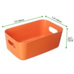 Plastic Basket Set, Pack of 6 Office Storage Bin Kitchen Spice Rack Organizer for Cabinets, Drawers, Desks, Workspace Classroom Bathroom?Halloween Decorations 12 In x 7.9 In x 4.7 In (Orange)