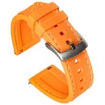 Benchmark Basics Orange/White Stitching 20mm Quick Release Silicone Watch Band – Replacement Rubber Watch Straps for Men & Women – Compatible with Regular & Smart Watches