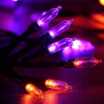 Halloween Orange Purple String Lights, 33ft 100 LED Halloween Decorative Lights with 8 Modes & Timer, Waterproof Battery Operated Purple Lights Orange String Lights for Halloween Party Decorations