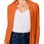 DIACACY Womens Lapel Plain Cardigan Spring Cropped Blazer Suit Jacket Casual Blazer Orange M