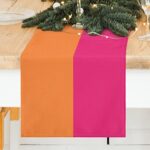 FJPT Orange and Pink Table Runner 72 Inches Long Party Table Runner Farmhouse Dining Room Dresser Kitchen Decor