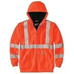 Carhartt Men’s High-Visibility Rain Defender Loose Fit Midweight Thermal-Lined Full-Zip Class 3 Sweatshirt, Brite Orange, Large