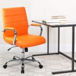 Flash Furniture Vivian Mid-Back Orange Vinyl Executive Swivel Office Chair with Chrome Base and Arms