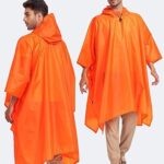 SaphiRose Hooded Rain Poncho Waterproof Raincoat Jacket for Men Women Adults(Orange
