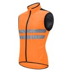 WOSAWE Men’s High Visibility Cycling Wind Vest Sleeveless Reflective Bicycle Gilet, Orange L