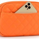 lola mae Quilted Crossbody Bag, Medium Lightweight Shoulder Purse Top Zipper Tassel Accent (Orange-LM692B)
