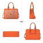 TOPDesign Laptop Bag for Women, Waterproof PU Leather Work Briefcase fits 15.6 Inch Computer, Large Tote Messenger Shoulder Bag, Stylish Business Purse Handbag Satchel (Orange)