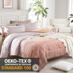 Geniospin Queen Comforter Set, Bed in a Bag 7-Pieces, Reversible Boho Print Bedding, All Season Comfortable Bedding Set with Comforter, Pillow Shams & Cases, Flat & Fitted Sheets (Orange, 90”x90”)