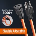 KTMC 15ft 16AWG Outdoor Extension Cord, Indoor/Outdoor 15-Foot SJTW 16/3 Gauge Extension Cable with Durable Weatherproof PVC Vinyl Jacket, 3-Prong Grounded Plug, ETL Certified 13A 1625W, Orange