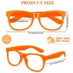 Birsppy NIANWUDU ADXCO 30 Pack Orange Glasses Frames No Lenses Kids Pretend Glasses Ultralight Party Favors Sunglasses for Kids Adult Cosplay Costume Outfit Accessories