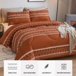 Andency Burnt Orange Comforter Set King, 3 Pieces Boho Terracotta Rust Bedding Comforter Sets (1 Geometric Comforter & 2 Pillowcases), Summer Lightweight Microfiber Down Alternative Comforter Bed Set