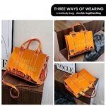 JQAliMOVV The Tote Bag for Women, Cute Tote Bag Trendy Shining Leather Top Handle Crossbody Handbags (Orange)