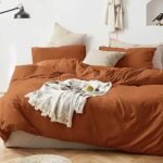 ETDIFFE Burnt Orange Queen Size Comforter Set, 3pc Terracota Aesthetic Modern Bedding Set – Soft & Lightweight Caramel Rust All Season Microfiber Down Alternative Bed Comforter with 2 Pillow Shams