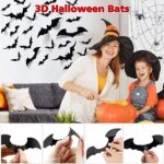 LUDILO 120pcs Bats Halloween Decoration: Halloween Bats Wall Décor Bats Stickers Wall Decals PVC 3D Wall Bats Scary Stickers Halloween Party Decorations Indoor Outdoor DIY Home Window Door Décor