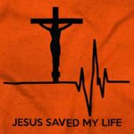 Christian Strong Jesus Saved My Life Crucifix Hoodie Sweatshirt Women Men Orange