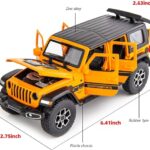 WAKAKAC Compatible for 1/32 Wrangler Alloy Diecast Pull Back Model Car Collectible Gift with Light and Sound Toy Vehicle for Kids Boys Girls Toddler Christmas Birthday Gift Orange