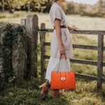 Dasein Women Fashion Tote Bags Handbag Purse Chain Shoulder Bag Top Handle Bag Hobo With Matching Clutch (Orange)