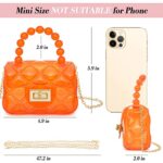 AUGUST 18 Little Girls Mini Jelly Purse Candy Color Transparent Small Crossbody Bag Cute Princess Handbags with Bead Handle For Toddler Kids (Orange)