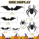 80 Pcs Halloween Decorations 3D Bat and Spider Stickers Decor, Halloween Home Decoration Stickers DIY Halloween Party Supplies, 56 Bats and 24 Spiders Decors