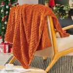BNuitland Orange Flannel Throw Blanket (50X70 inches), 300 GSM Fleece Cozy Warm Soft Home Decor Lightweight Bed Sofa Blanket for Adults, Suitable for All Seasons.