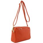 FashionPuzzle Triple Zip Small Crossbody Bag (Burnt Orange)