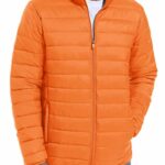 MAGCOMSEN Puffer Jacket Men Packable Down Jacket Lightweight Winter Coats Waterproof Insulated Jacket Orange M