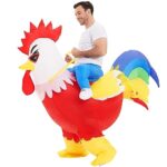 Hacosoon Inflatable Chicken Costume, Ride on Rooster Costume for Adult, Funny Halloween Inflatable Costume Men/Women Blow up Chicken Costume Party