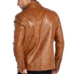 WULFUL Men’s Stand Collar Leather Jacket Motorcycle Lightweight Faux Leather Outwear