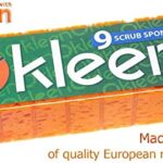 Okleen Orange Multi Use Scrub Sponge. Made in Europe. 9 Pack, 4.3×2.8×1.4 inches. Odorless Heavy Duty and Non Scratch Fiber. Durable and Delicate Scrubber for Dirty Surfaces in Kitchen, Home, Outdoors
