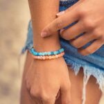 Made by Nami Chakra Yoga Bracelet Set of 2 – Women & Men – 6mm Zen Buddhist Beads Bracelet for Family & Friends – Tantric Protection, Lucky Charm, Talisman – Surfer Beach Jewelry (Blue & Orange)