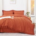 Litanika Bed in a Bag King Burnt Orange – 7 Pieces King Size Comforter Set with Sheets Boho Tassel Beddding Sets Terracotta Lightweight All Season Bed Set with Comforter, Sheets, Pillowcases & Shams