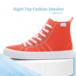 Obtaom Womens High Top Canvas Sneakers Play Mid-Calf Fashion Sneaker Casual Hi Canvas Shoes(Orange Red US9)