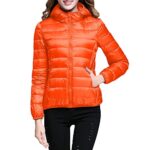Womens Casual Lightweight Hooded Down Jacket Packable solid color Puffer Coats Jacket with Storage Bag