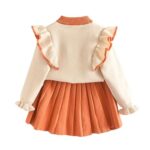 Balatale Baby Toddler Girl’s Skirt Sets Long Sleeve Knitted Pullover Sweater Tops + Pleat Mini Skirt Cute Clothes Outfit Set Burnt Orange 2-3T