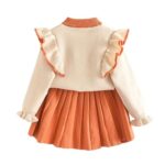 Balatale Baby Toddler Girl’s Skirt Sets Long Sleeve Knitted Pullover Sweater Tops + Pleat Mini Skirt Cute Clothes Outfit Set Burnt Orange 2-3T